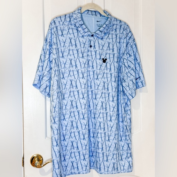 Nike Other - Disney Shirt Mickey Mouse Golf Polo Nike Dri-FIT Light Blue | Men’s XXL